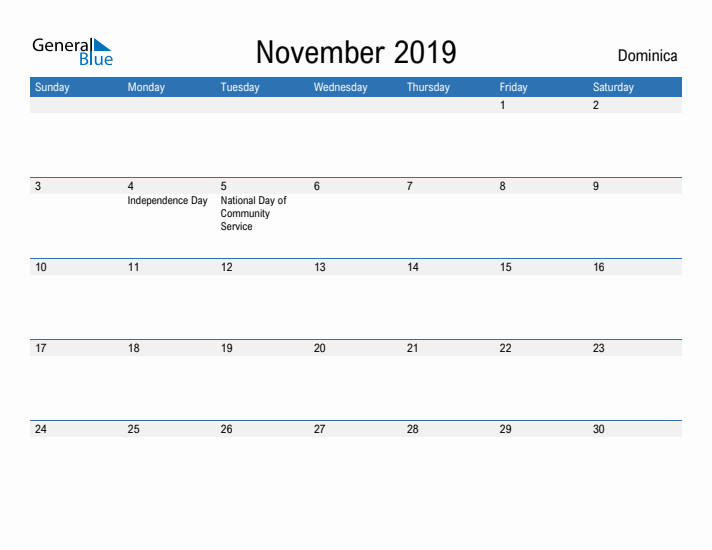 Fillable November 2019 Calendar