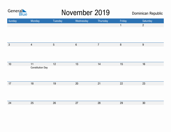 Fillable November 2019 Calendar