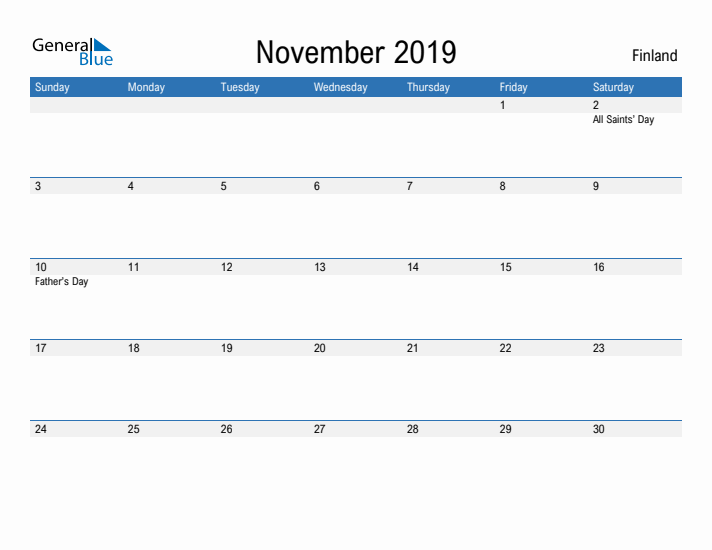 Fillable November 2019 Calendar