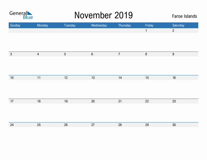 Fillable November 2019 Calendar