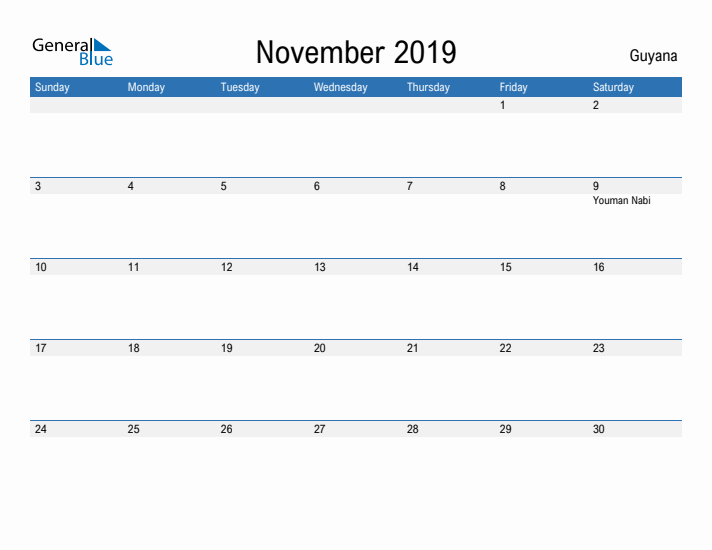 Fillable November 2019 Calendar