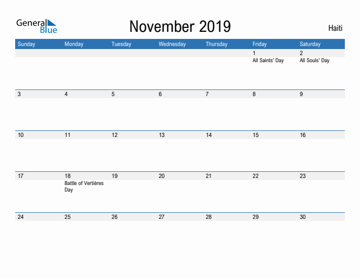 Fillable November 2019 Calendar