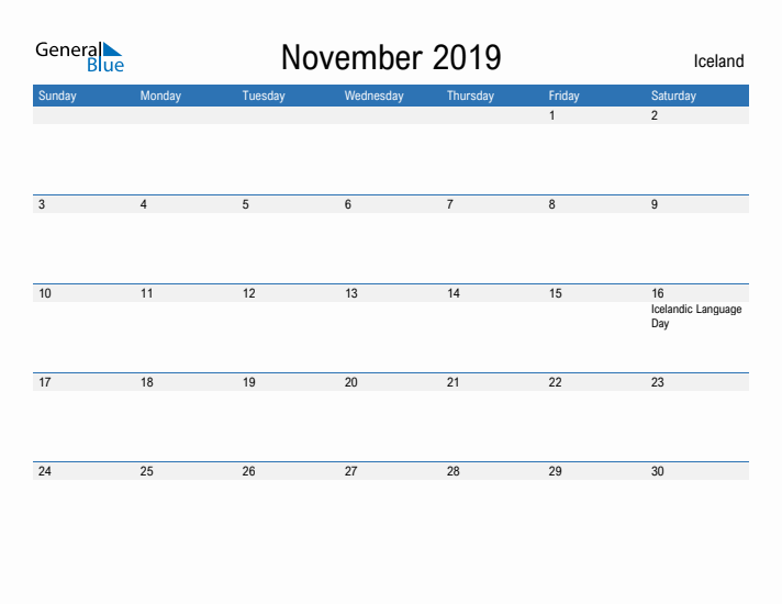 Fillable November 2019 Calendar