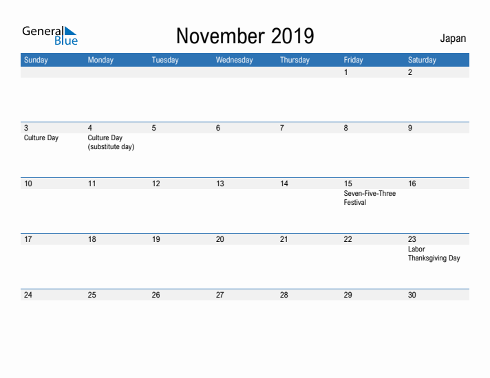 Fillable November 2019 Calendar