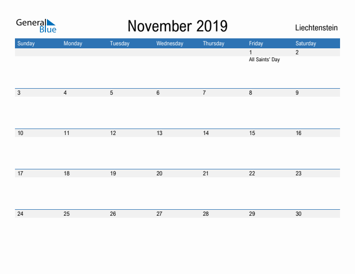 Fillable November 2019 Calendar