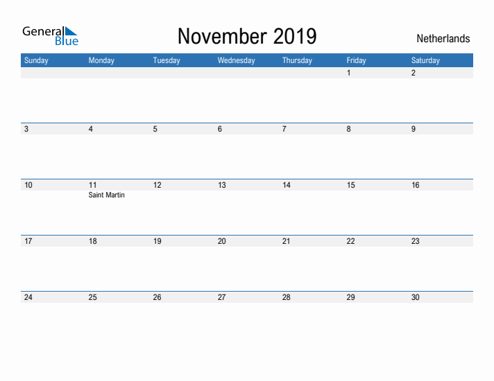 Fillable November 2019 Calendar