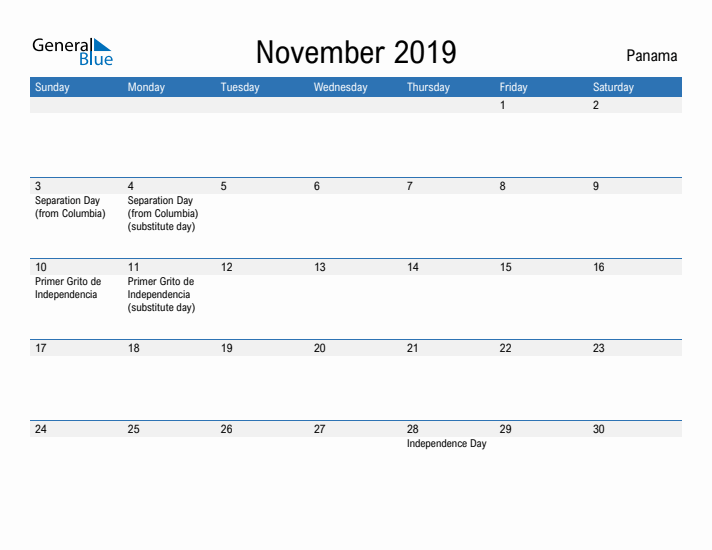 Fillable November 2019 Calendar