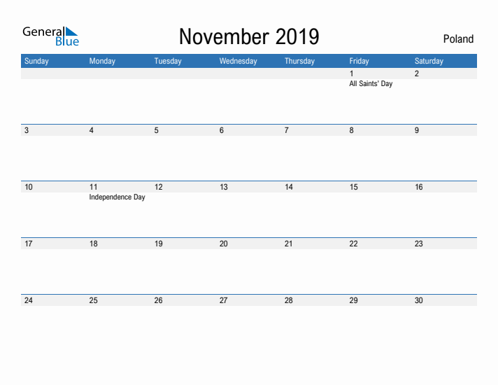 Fillable November 2019 Calendar