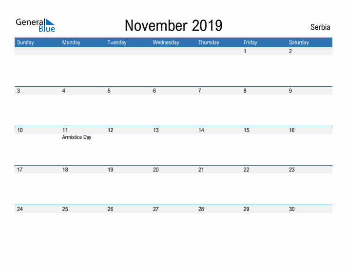 Fillable November 2019 Calendar