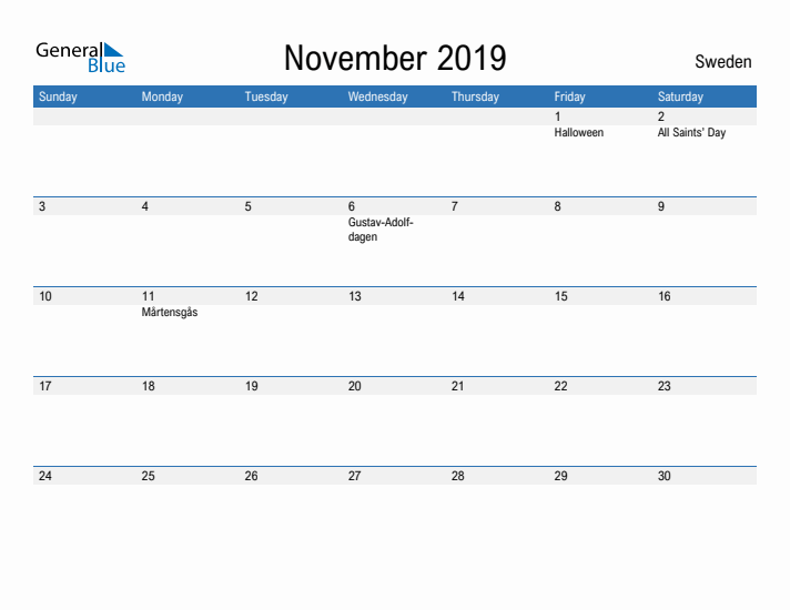 Fillable November 2019 Calendar