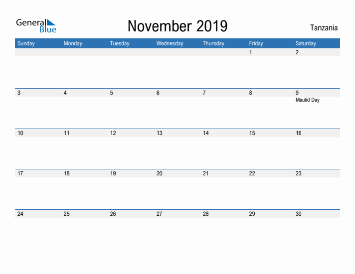 Fillable November 2019 Calendar