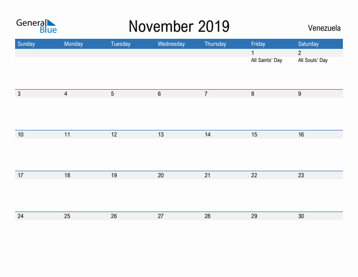 Fillable November 2019 Calendar