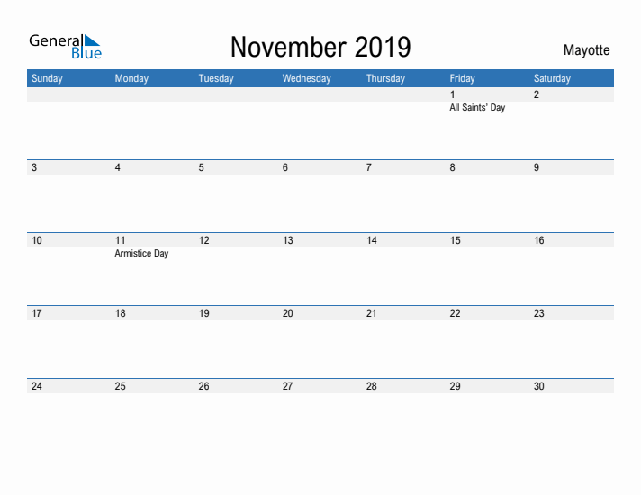 Fillable November 2019 Calendar