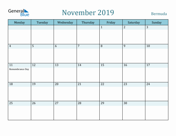 November 2019 Calendar with Holidays