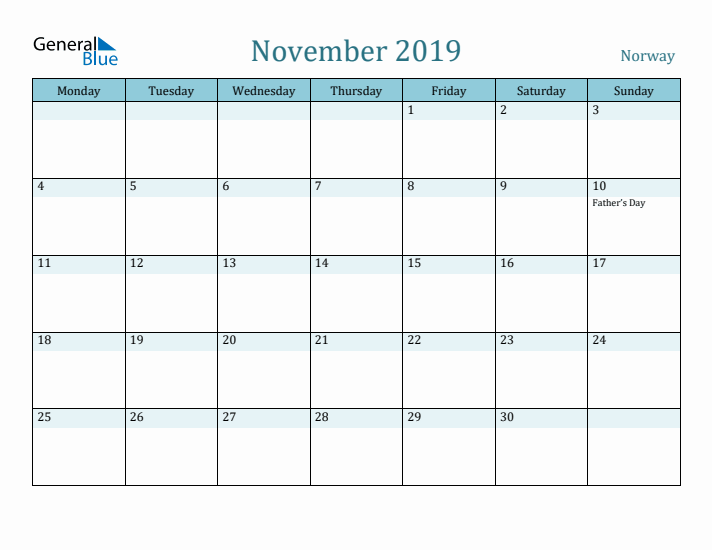 November 2019 Calendar with Holidays