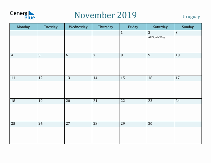 November 2019 Calendar with Holidays