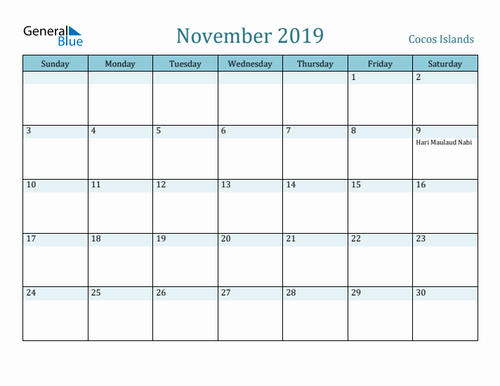 November 2019 Calendar with Holidays