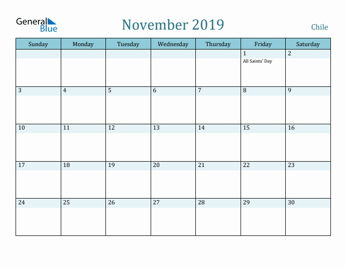 November 2019 Calendar with Holidays