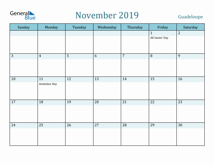 November 2019 Calendar with Holidays