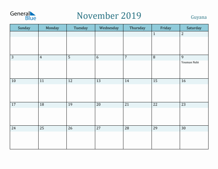 November 2019 Calendar with Holidays