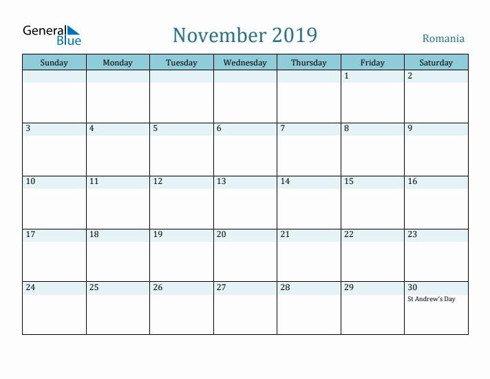 November 2019 Calendar with Holidays