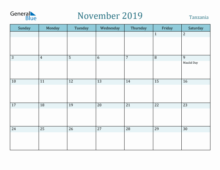 November 2019 Calendar with Holidays