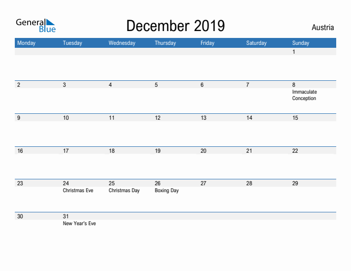 Fillable December 2019 Calendar