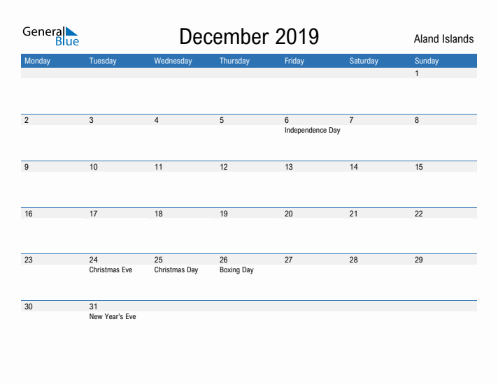 Fillable December 2019 Calendar