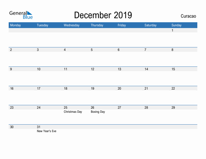 Fillable December 2019 Calendar