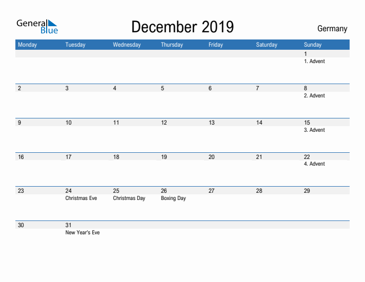 Fillable December 2019 Calendar