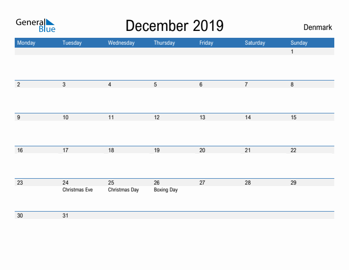 Fillable December 2019 Calendar