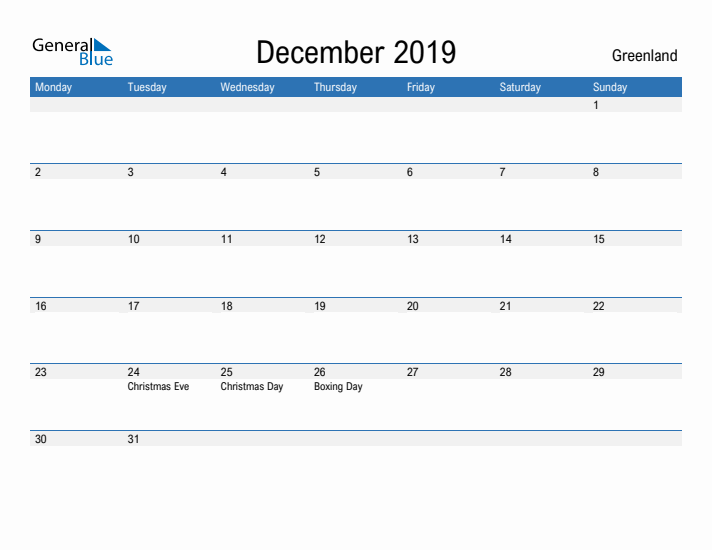 Fillable December 2019 Calendar