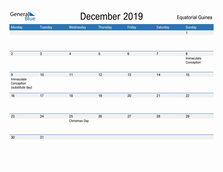 Fillable December 2019 Calendar