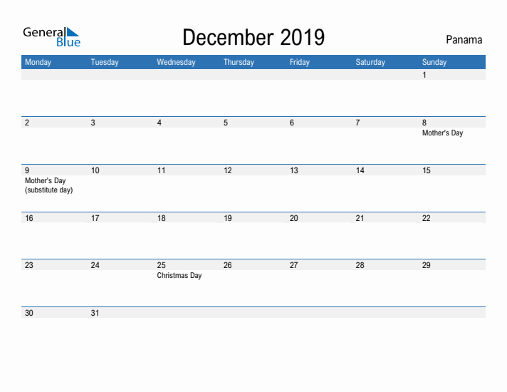 Fillable December 2019 Calendar