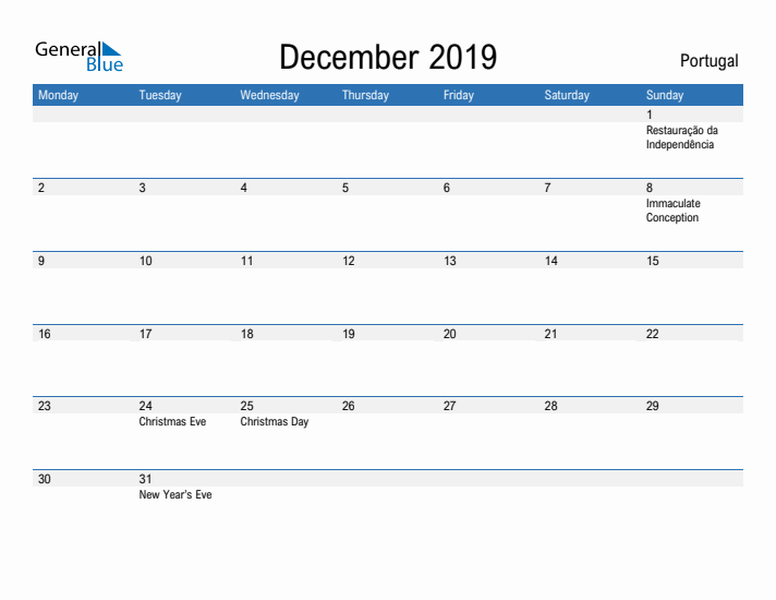 Fillable December 2019 Calendar