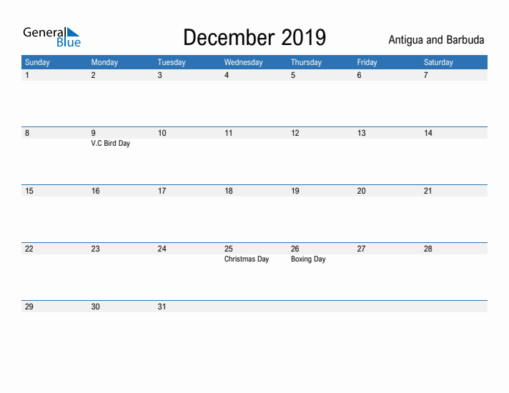 Fillable December 2019 Calendar