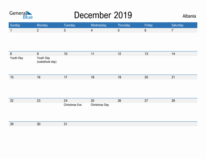 Fillable December 2019 Calendar