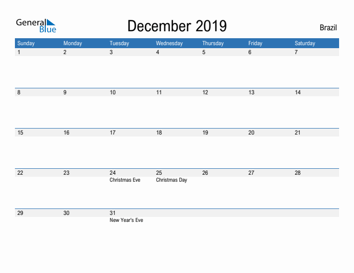 Fillable December 2019 Calendar