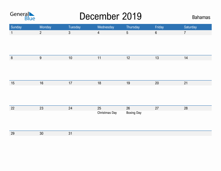 Fillable December 2019 Calendar