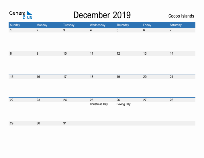 Fillable December 2019 Calendar