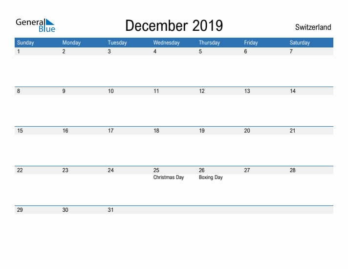 Fillable December 2019 Calendar