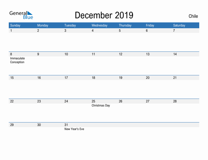 Fillable December 2019 Calendar