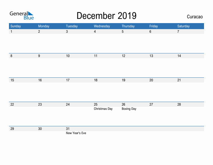 Fillable December 2019 Calendar