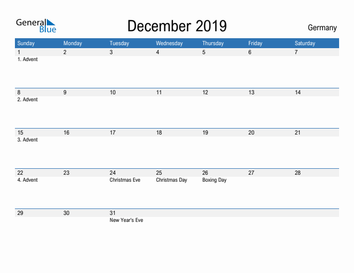 Fillable December 2019 Calendar