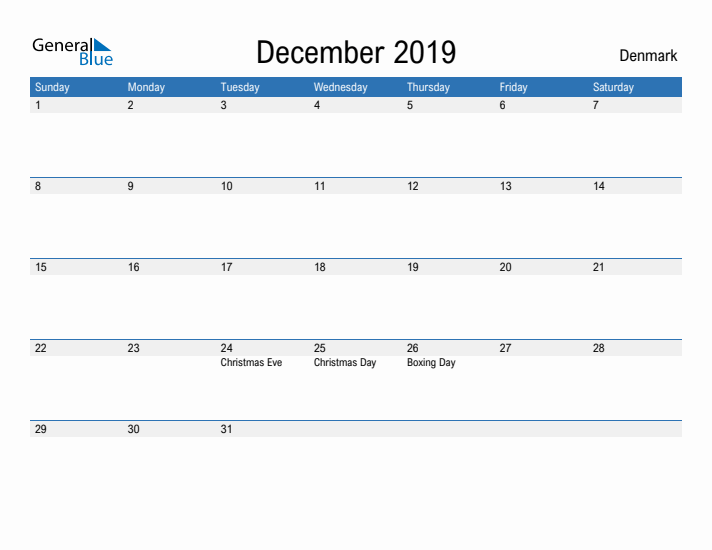 Fillable December 2019 Calendar