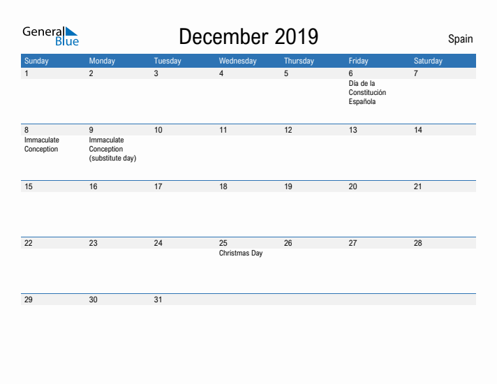 Fillable December 2019 Calendar