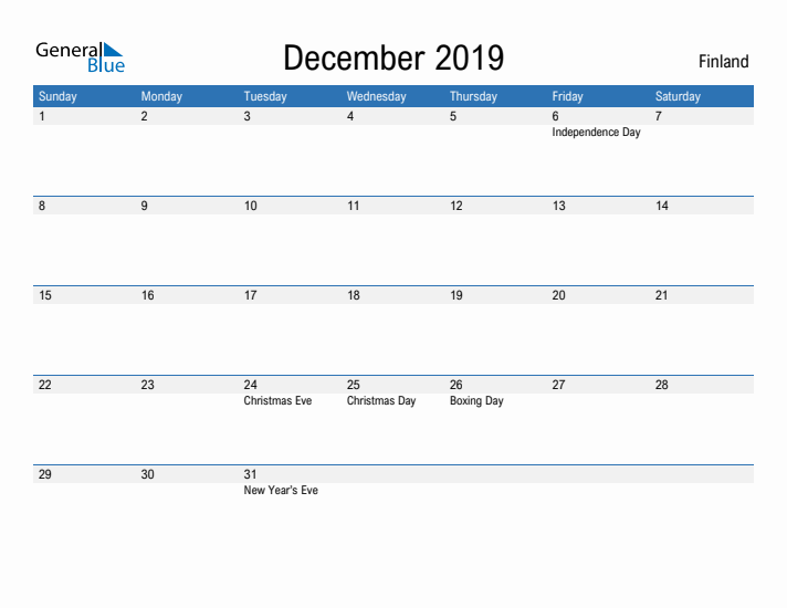 Fillable December 2019 Calendar