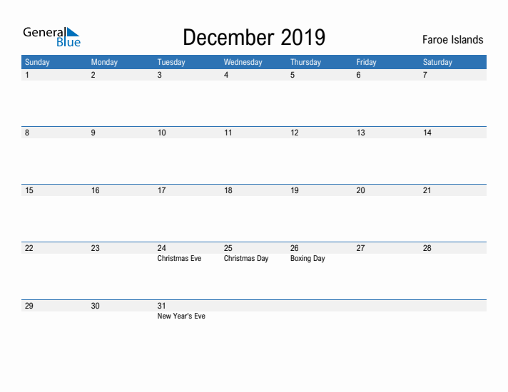 Fillable December 2019 Calendar