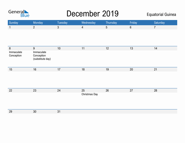 Fillable December 2019 Calendar