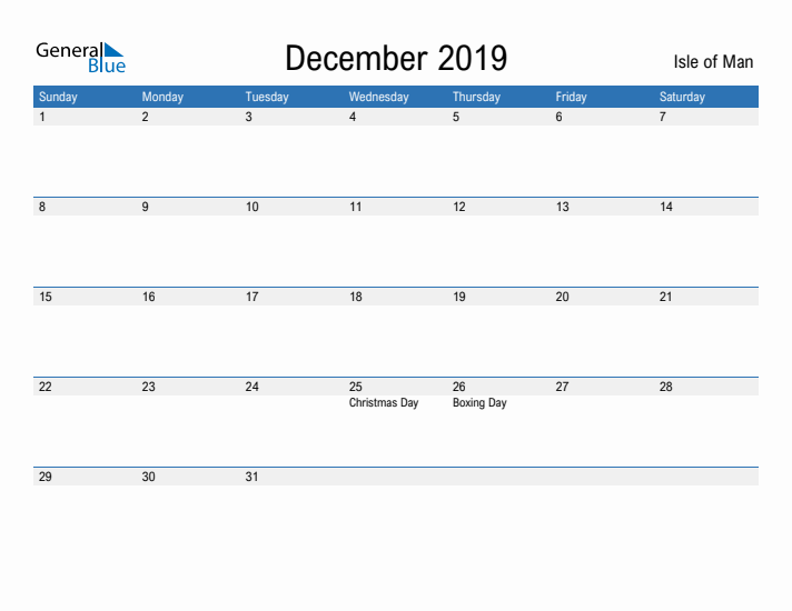 Fillable December 2019 Calendar